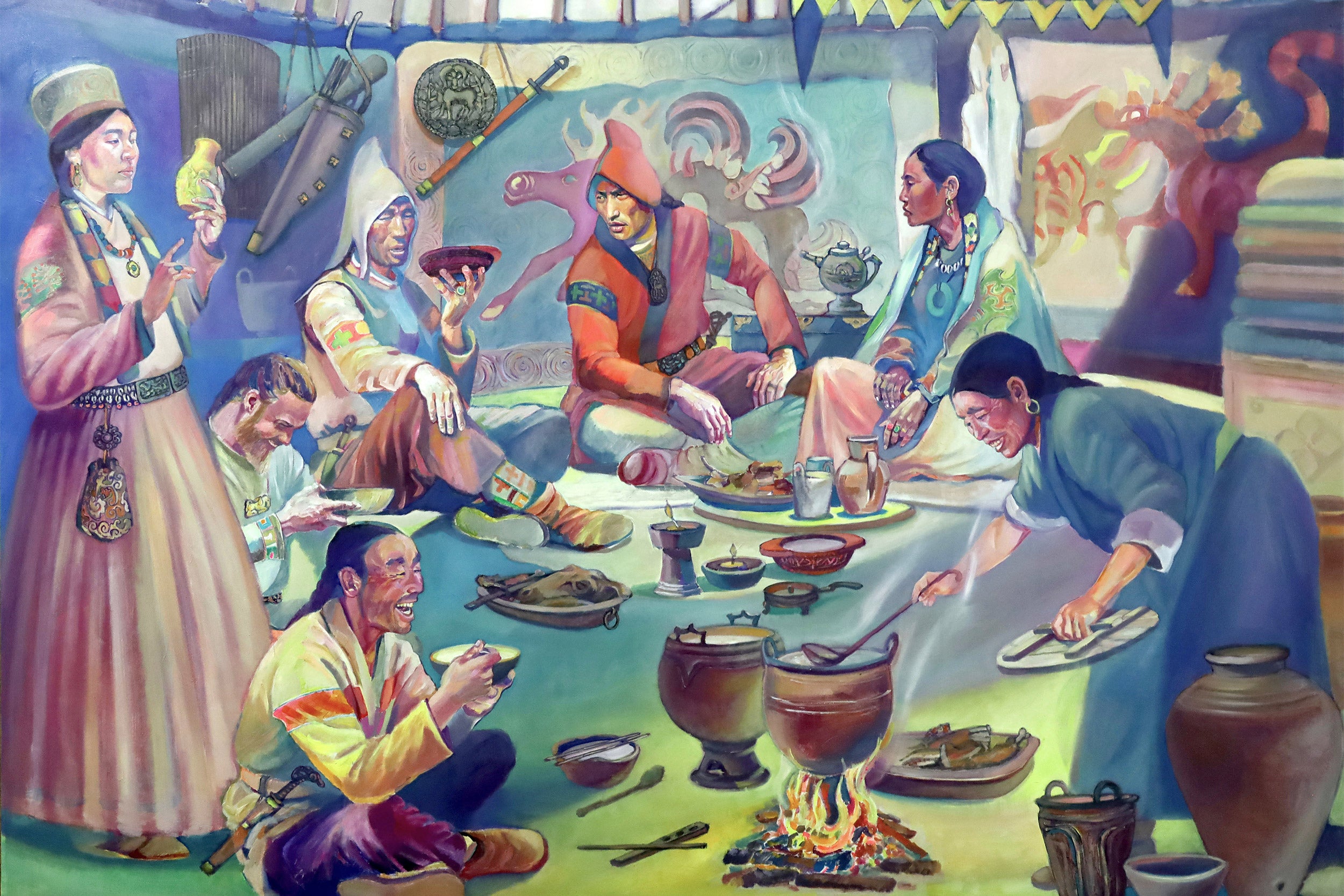 Illustration of reconstructing how the Xiongnu people lived.