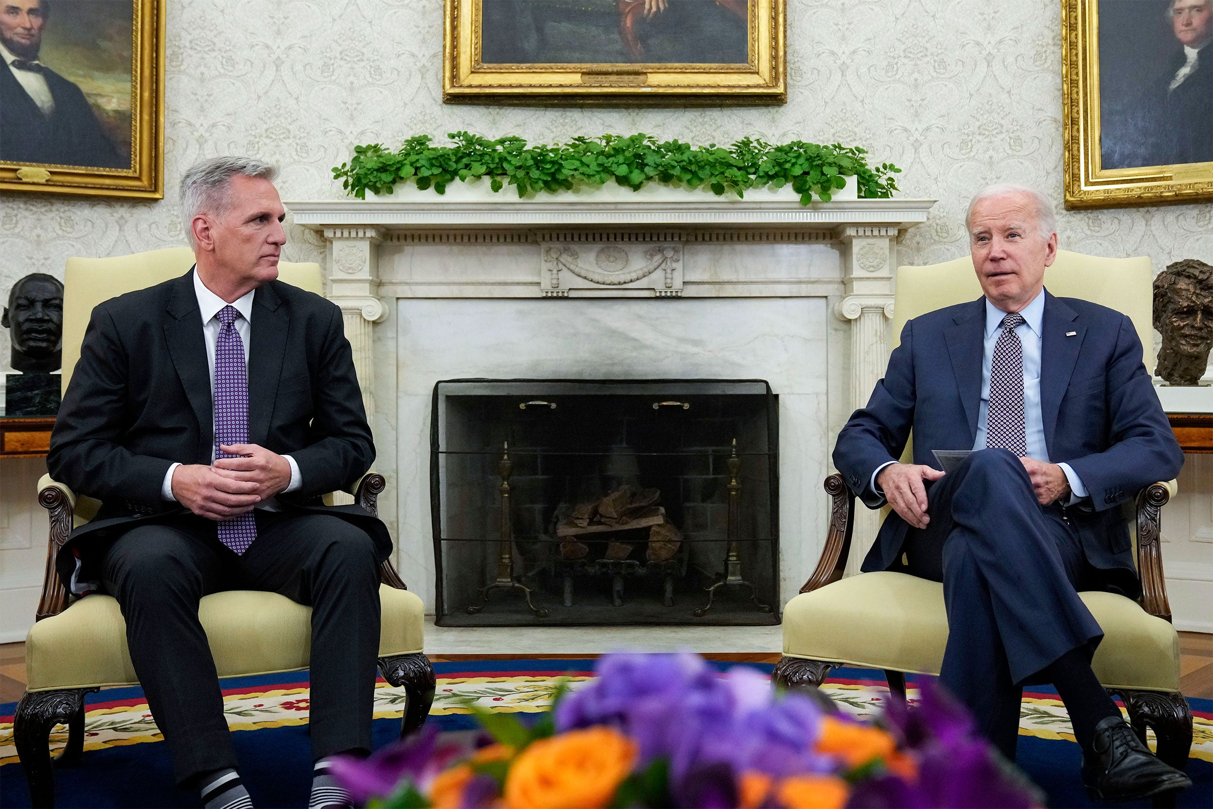 President Joe Biden meets with House Speaker Kevin McCarthy.