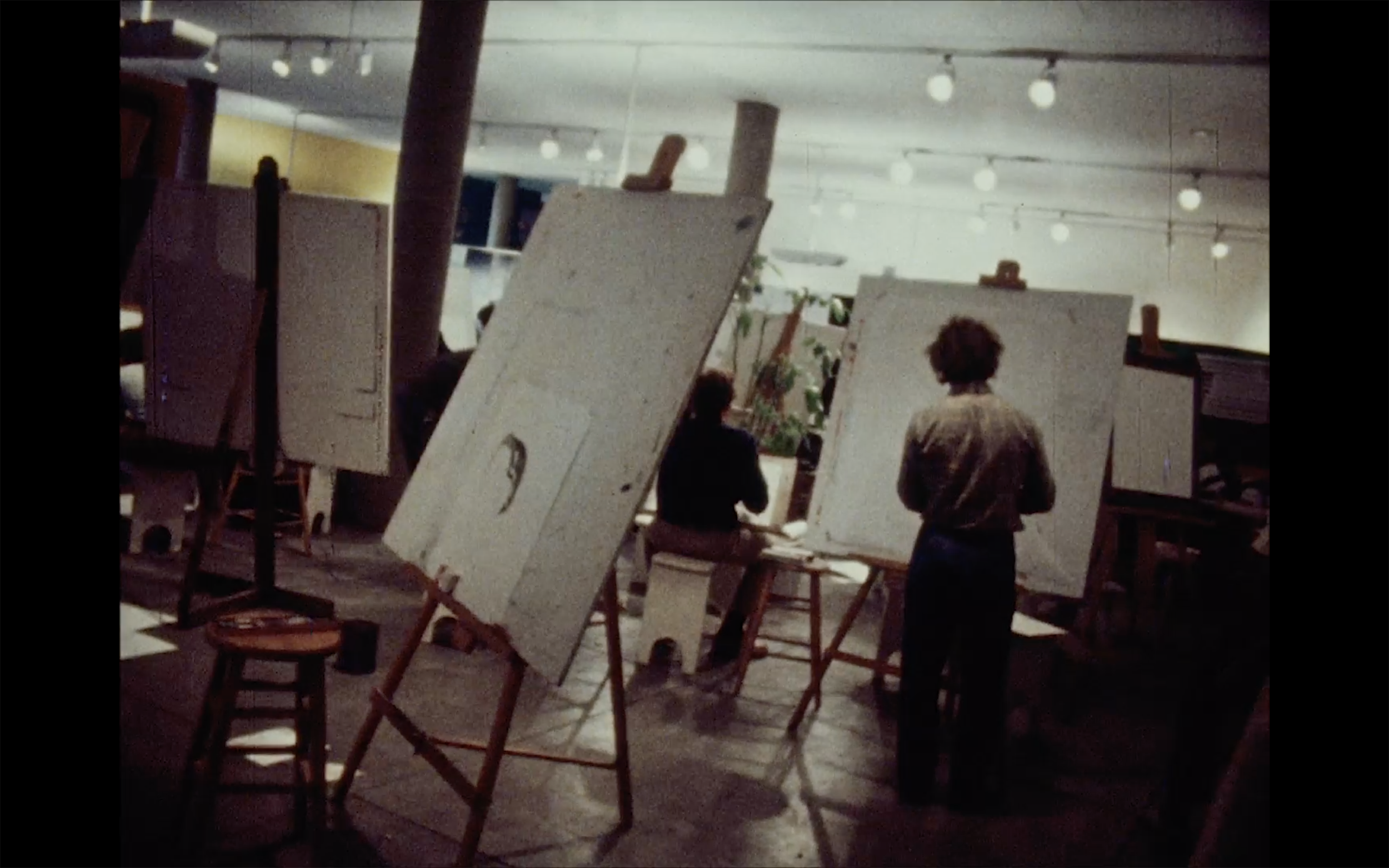 Students paint on canvases in Carpenter Center in 1971.
