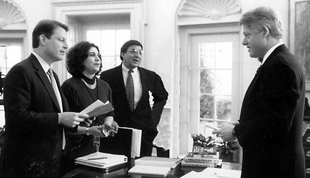 Al Gore, Elaine Kamarck, Leon Panetta and President