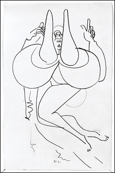 Exaggerated female nude drawing by Gaston
