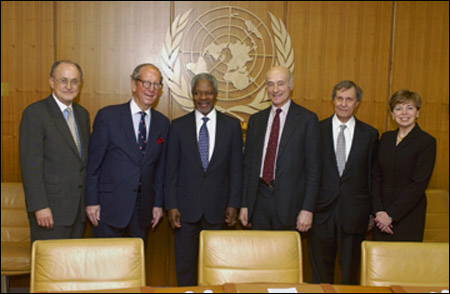 John Ruggie, Roy Goodman, Kofi Annan, Joseph S. Nye Jr., and Neil Rudenstine