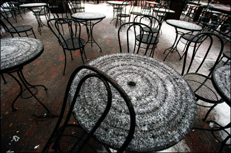 wrought-iron tables in the
