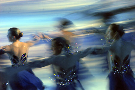 skaters with glittering