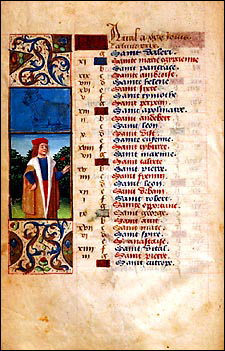 liturgical calendar from a French book of