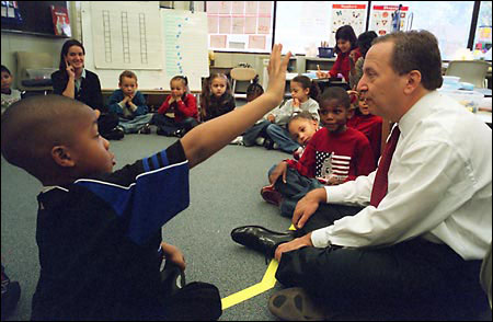 With students at Jackson