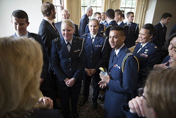 After the signing ceremony, Air Force Secretary Deborah Lee James mingled with ROTC cadets.