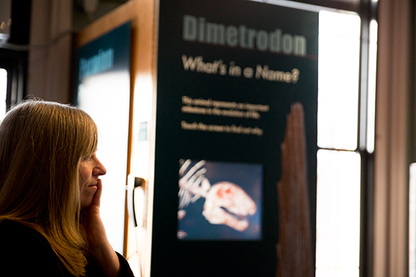 "Whats in a name" kiosks have debuted at the Harvard Museum of Natural History. Jane Pickering HMSC executive director, led the discussion. Rose Lincoln/Harvard Staff Photographer