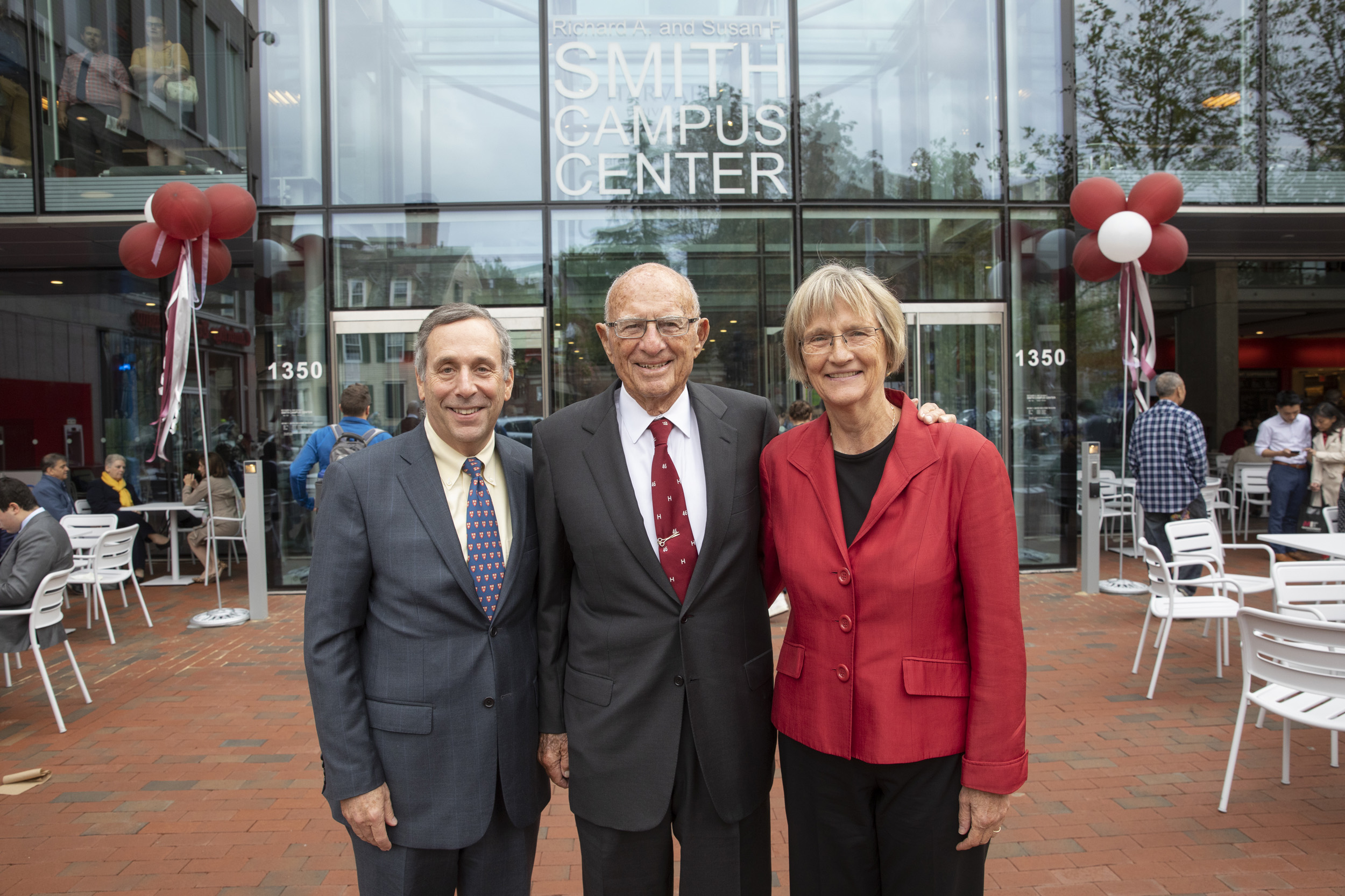 Larry Bacow, Richard A. Smith, and Drew Faust.