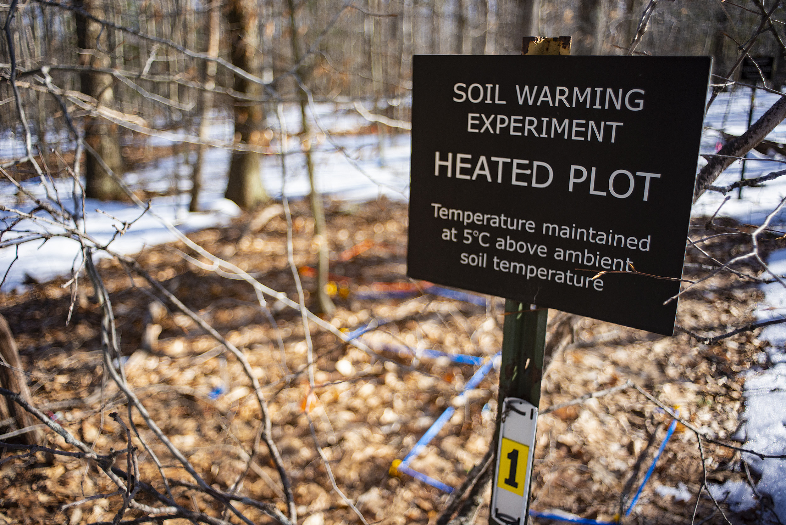 A sign marks the site of a 20-year soil experiment.