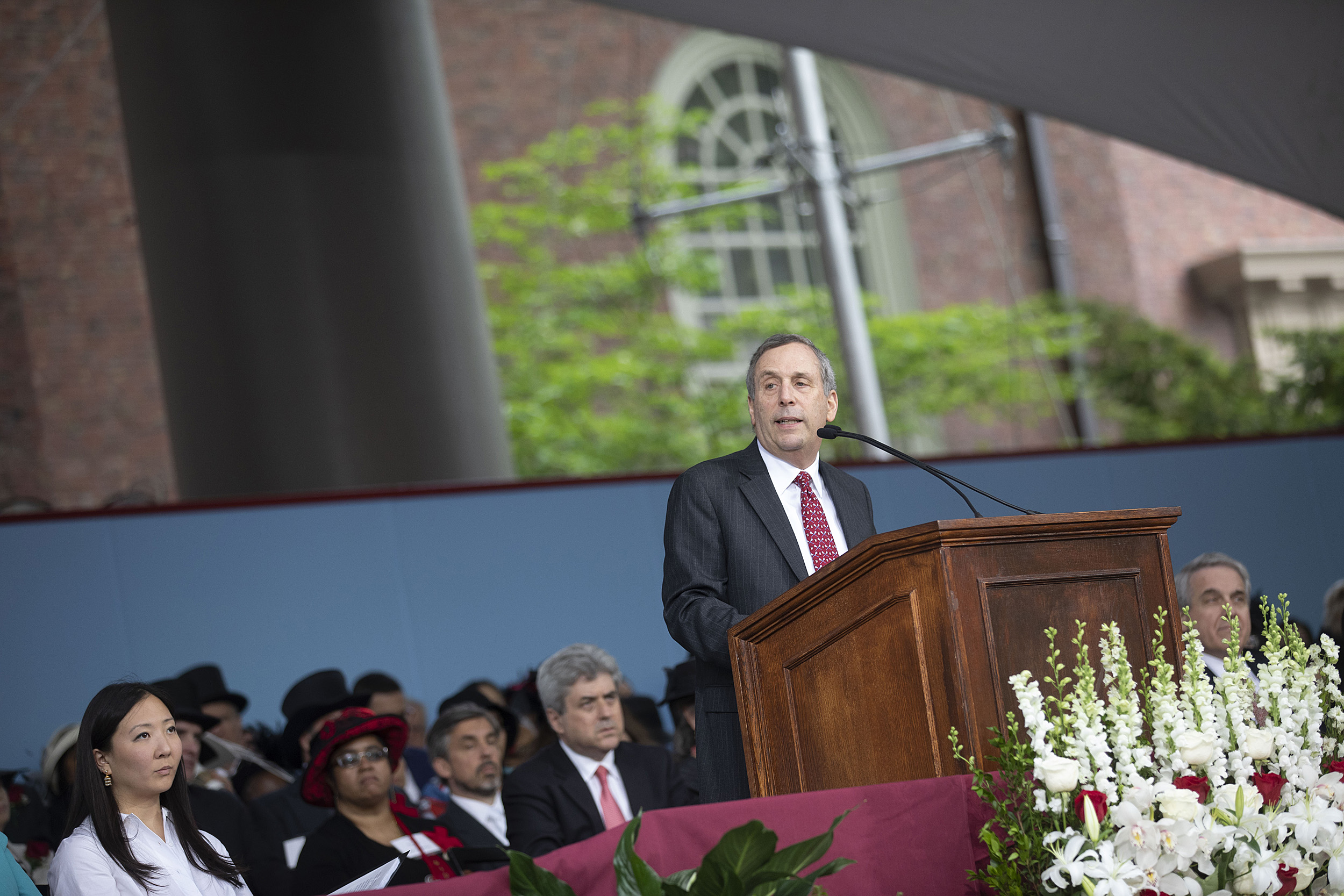 President Larry Bacow speaks at the Afternoon Program.