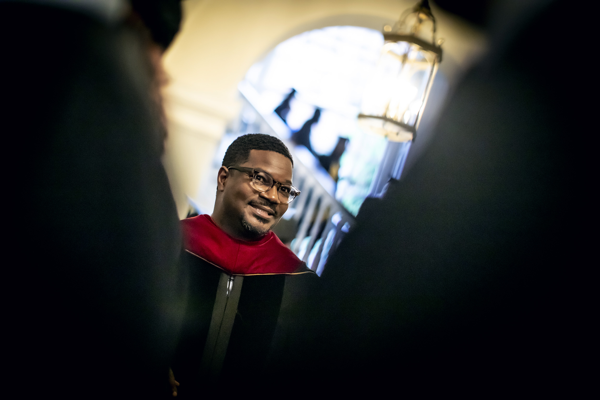 Johnathan Walton in Memorial Church during the Baccalaureate Service.