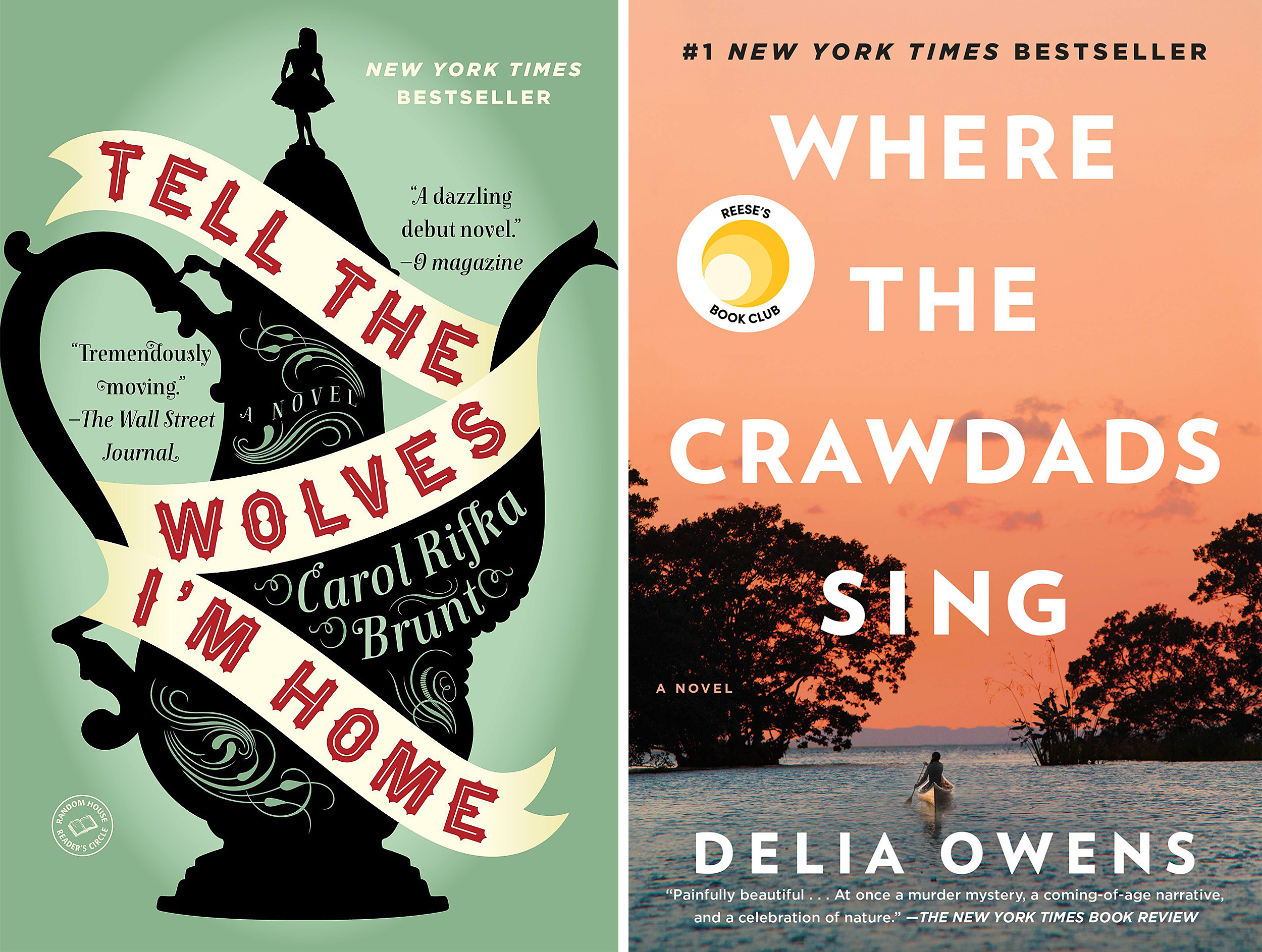 Tell the Wolves I'm Home and Where the Crawdads Sing book covers