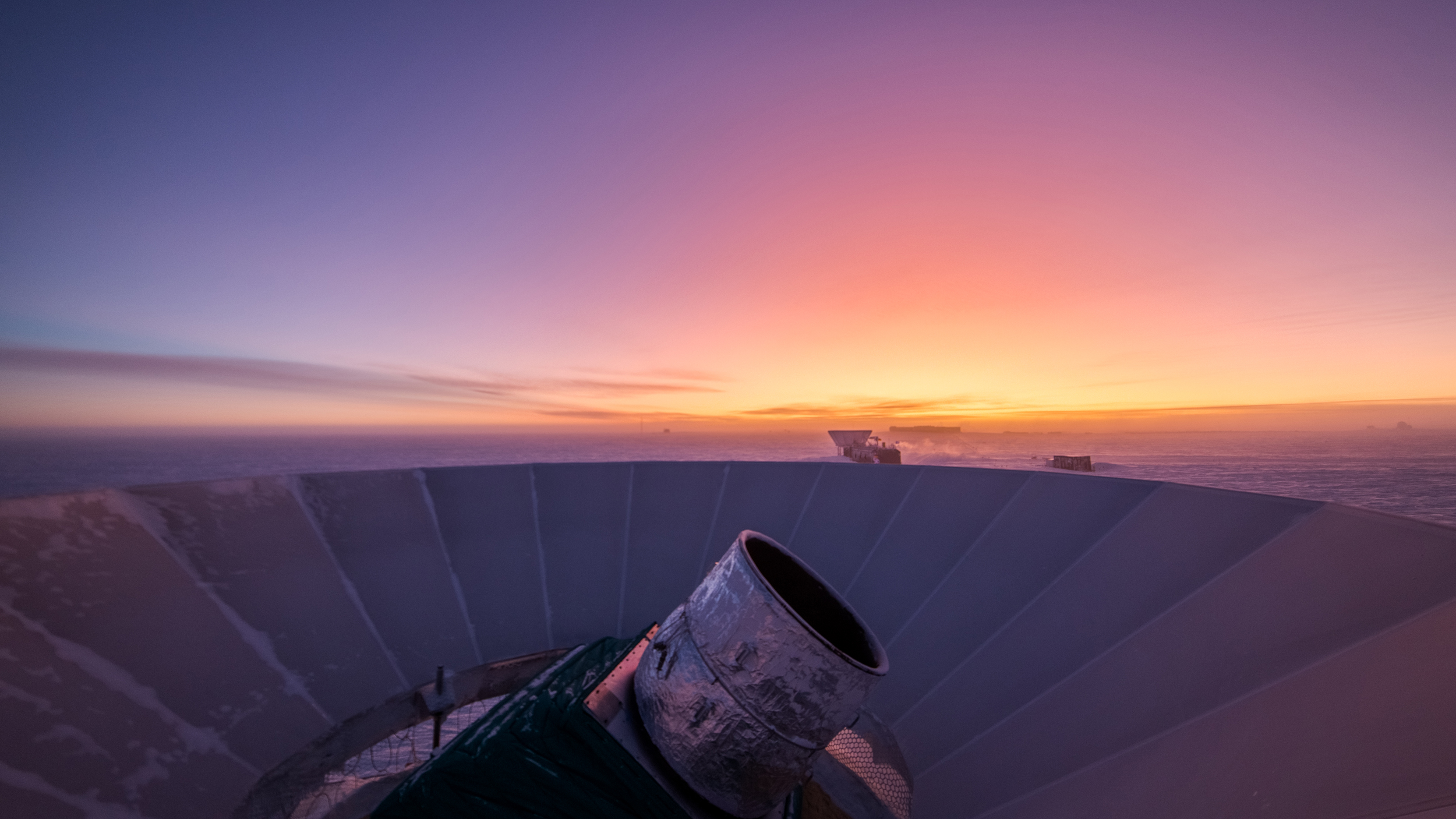 The BICEP3 Telescope makes observations about a week before sunrise.