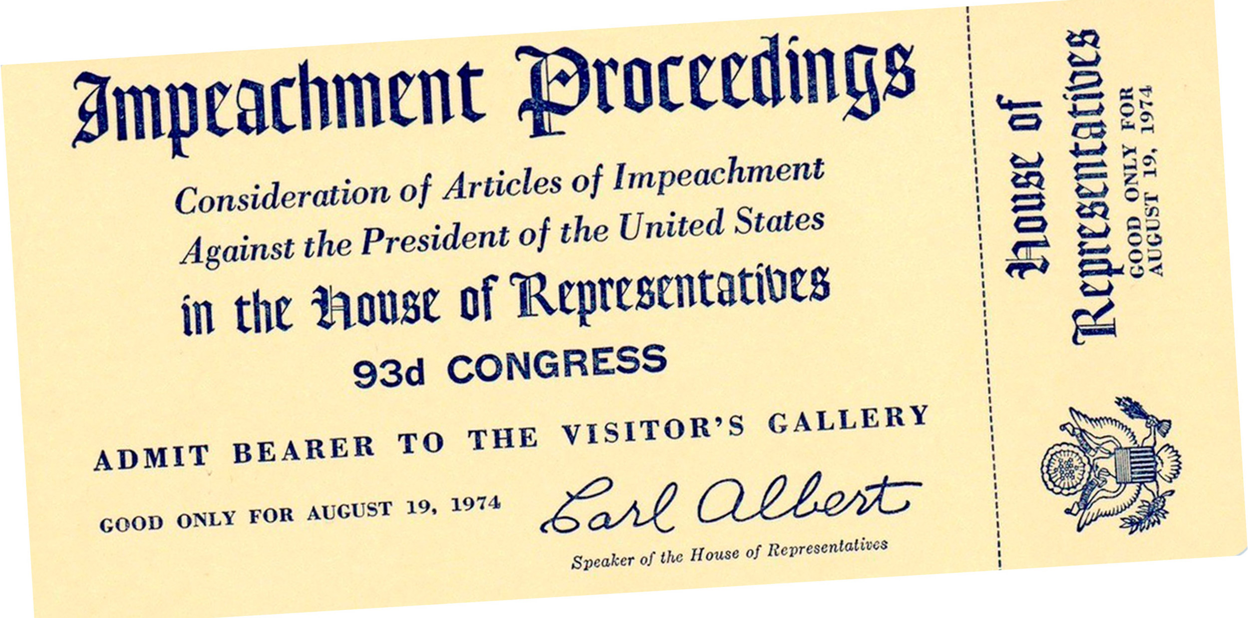 Nixon Impeachment Proceeedings ticket
