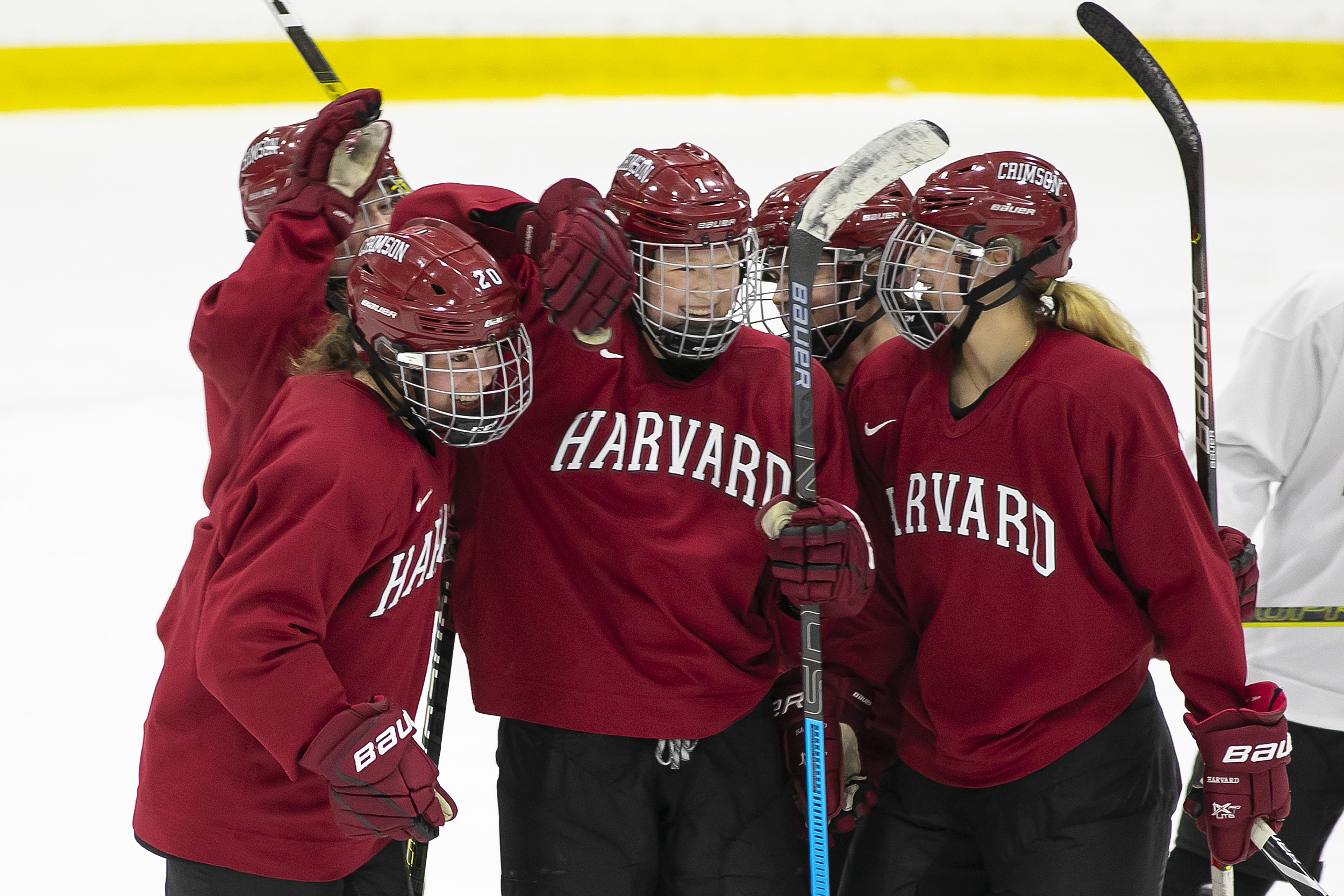 Harvard's Women's Ice Hockey team practices.