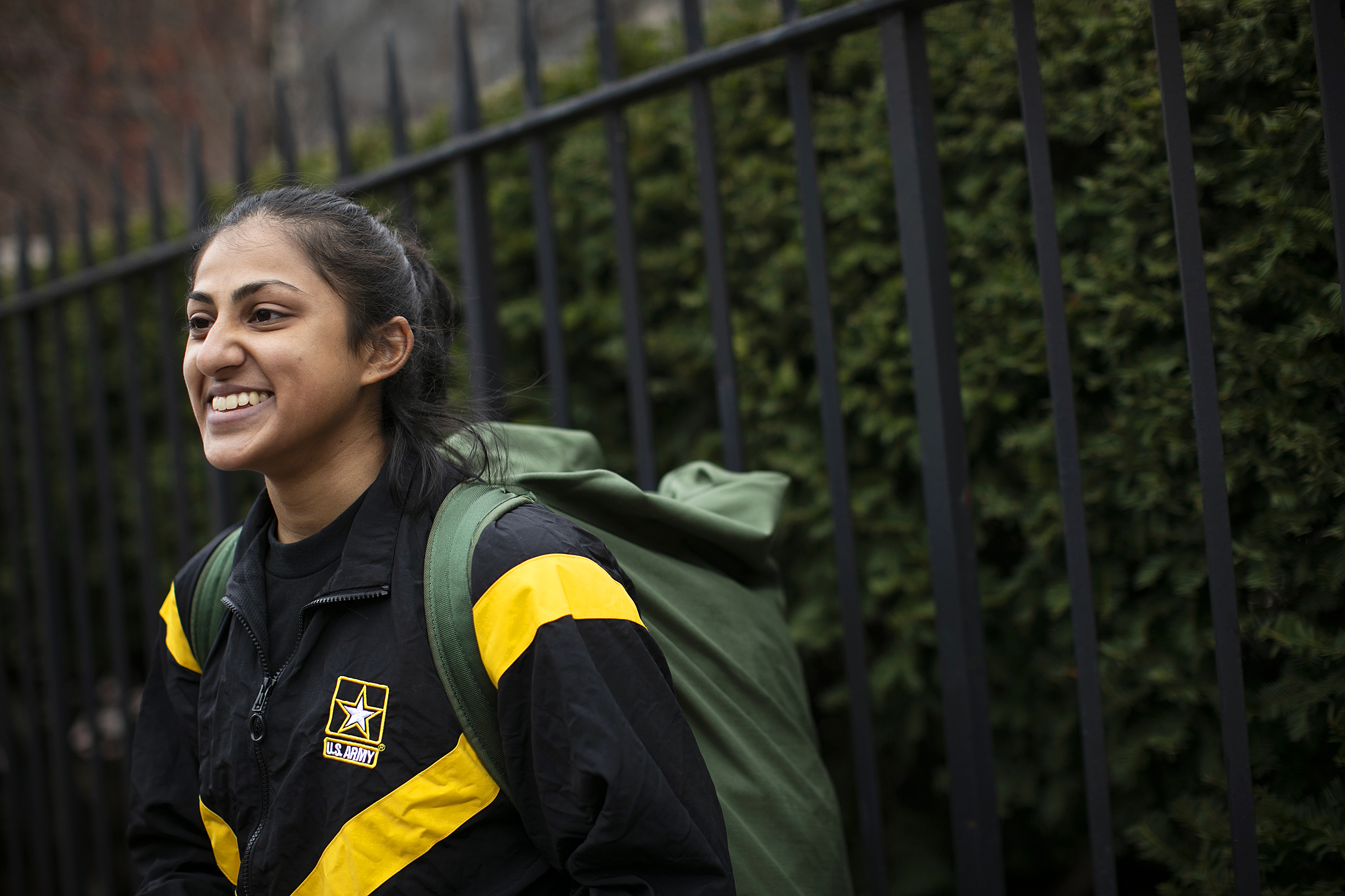 Gayatri Balasubramanian ’21 with a backpack.