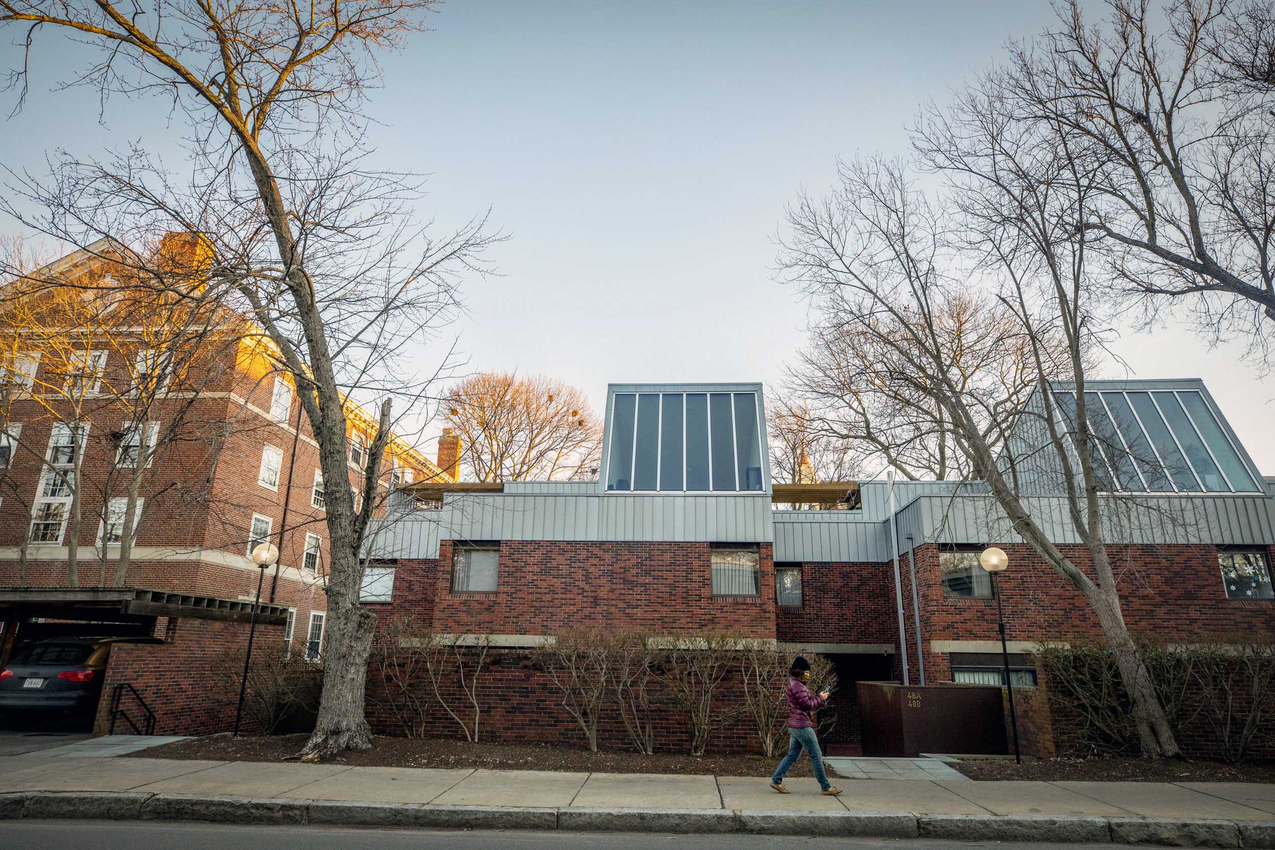 The faculty row townhouses are pictured.