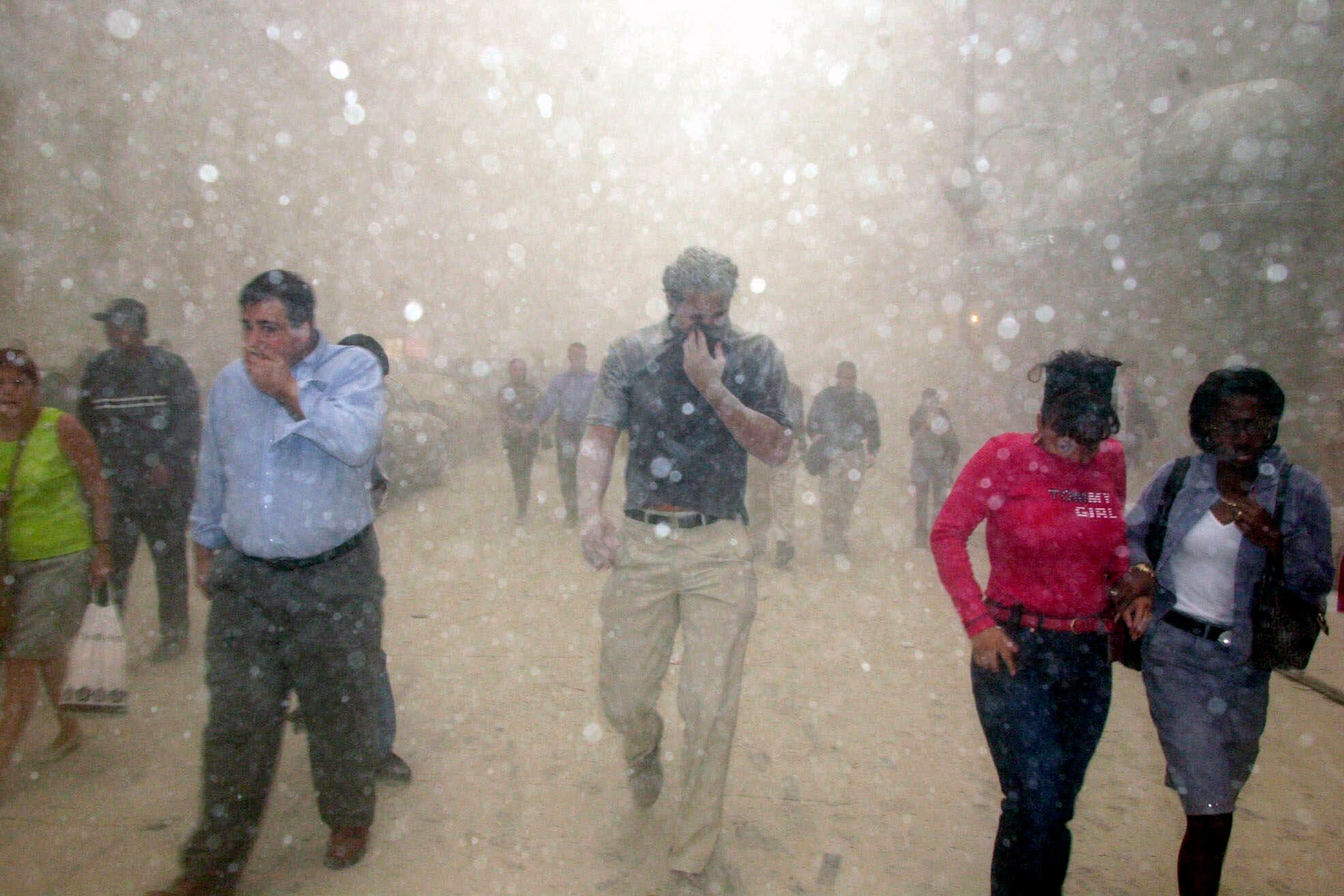 People running from World Trade Center.