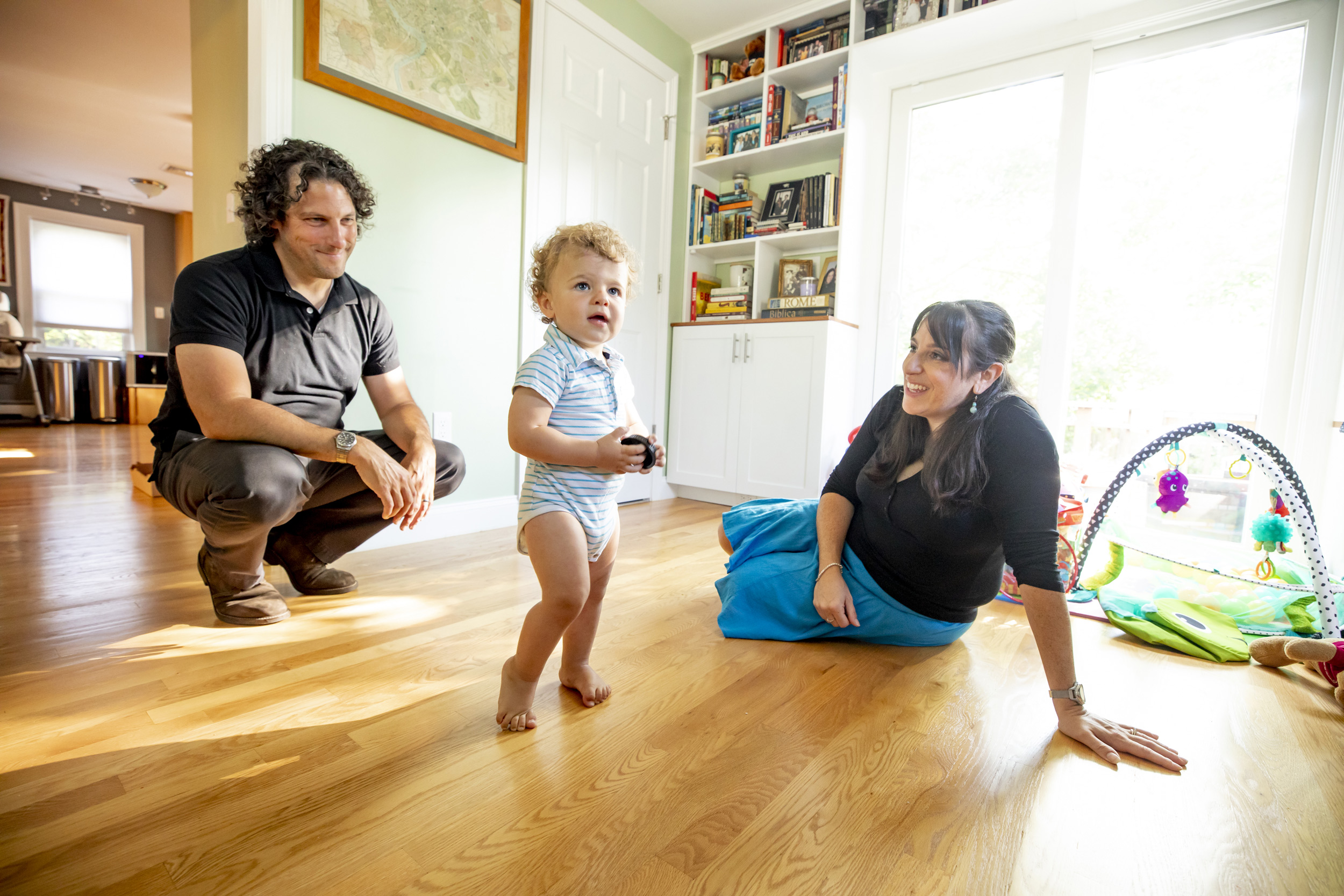 Jessica Pesce is pictured with her husband Dan Ullucci and son Antonio Ullucci in their Arlington home.