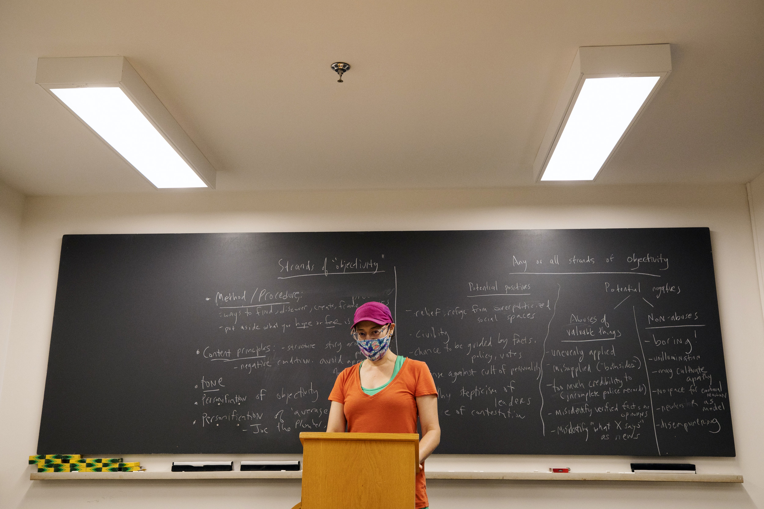 Susanna Siegel in front of blackboard.