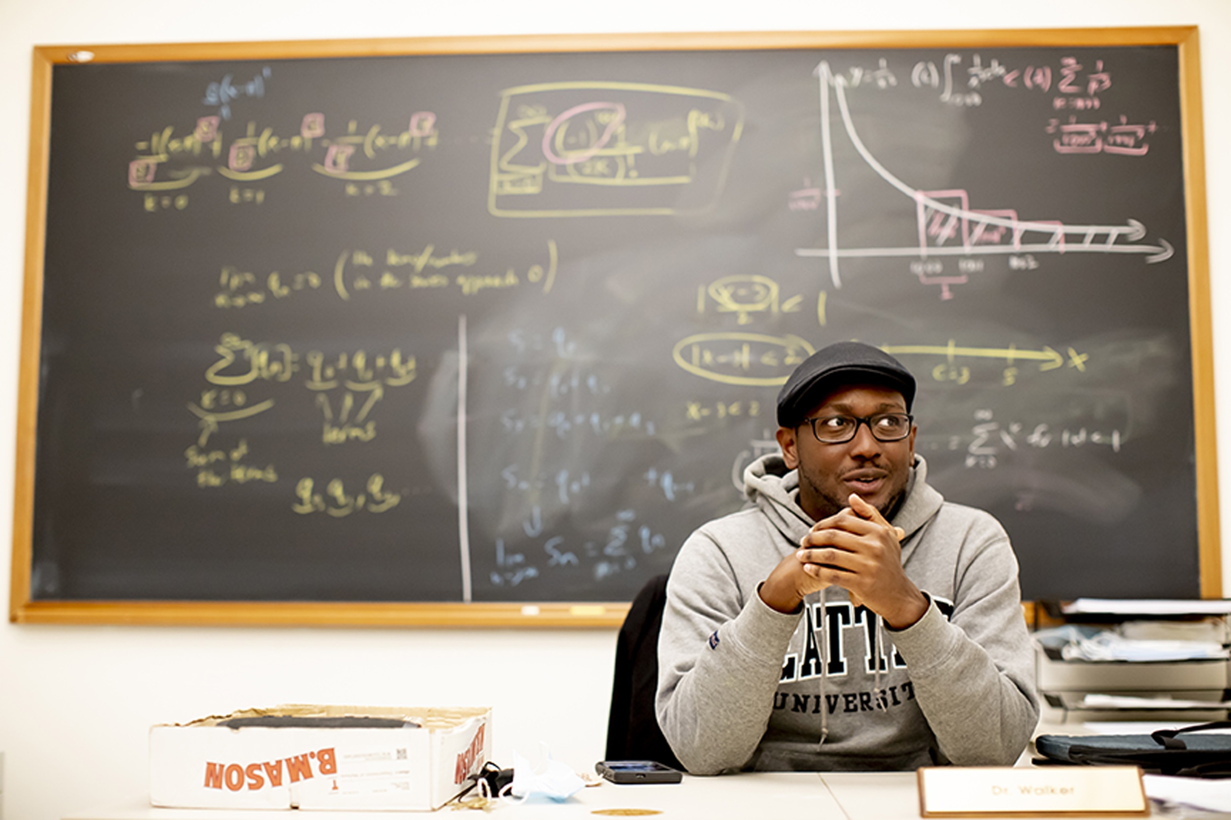 Hakim Walker in his office at the Math Question Center.