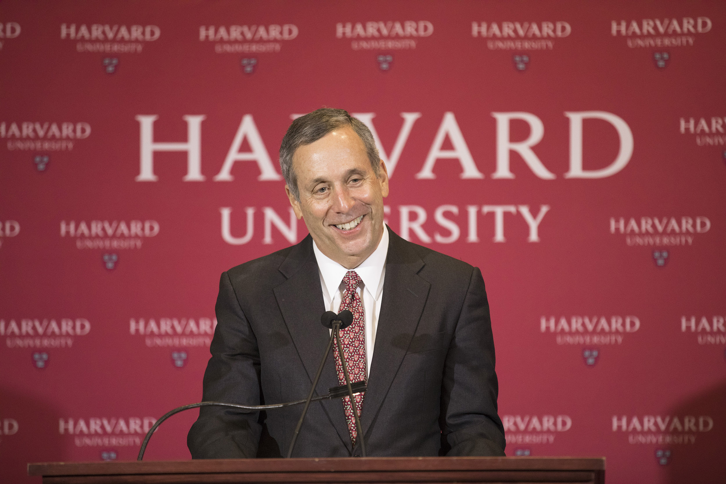 Larry Bacow introduced as next Harvard president in 2018.