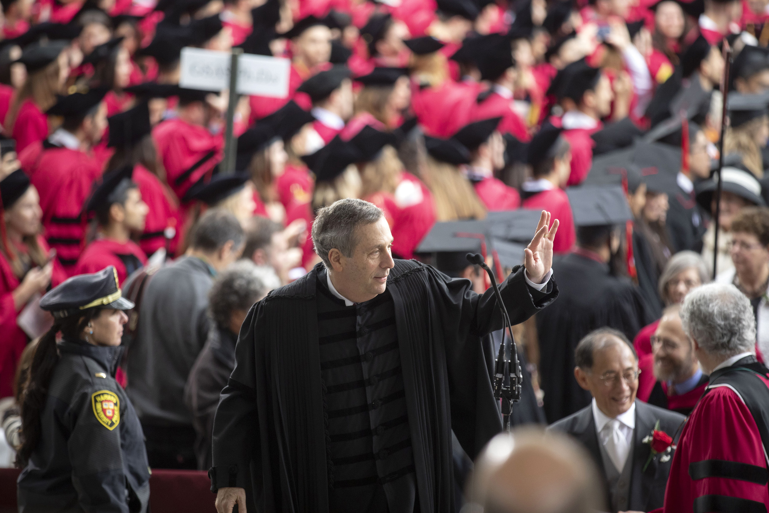 Harvard President Larry Bacow at 2019 Commencement.