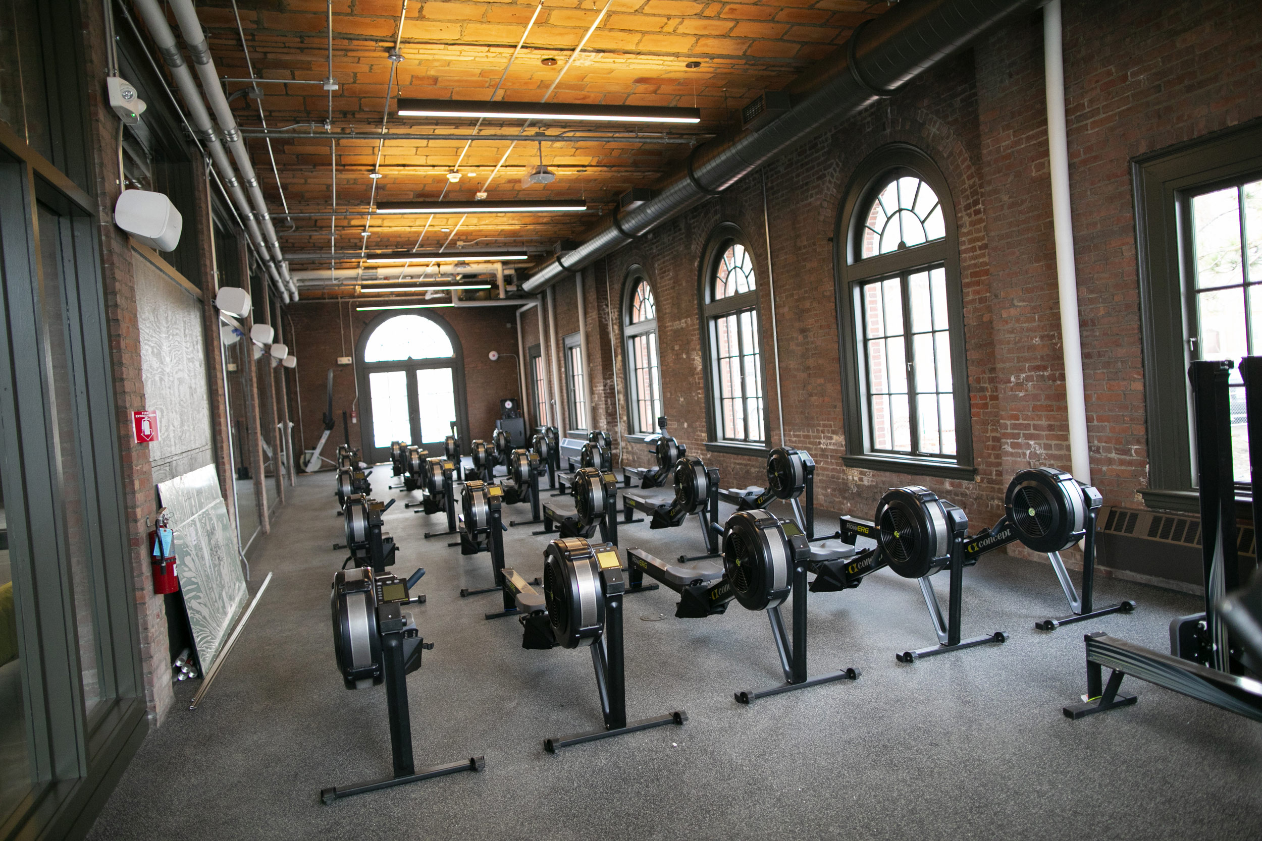 New erging machines line Weld Boathouse.