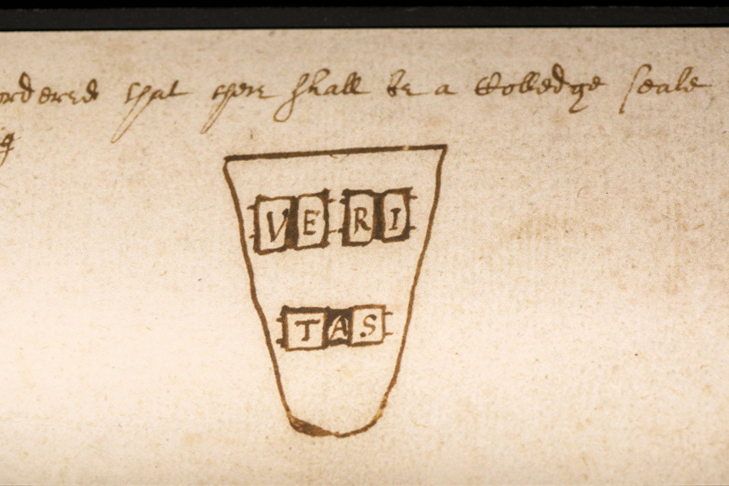 Sketch of Veritas shield.