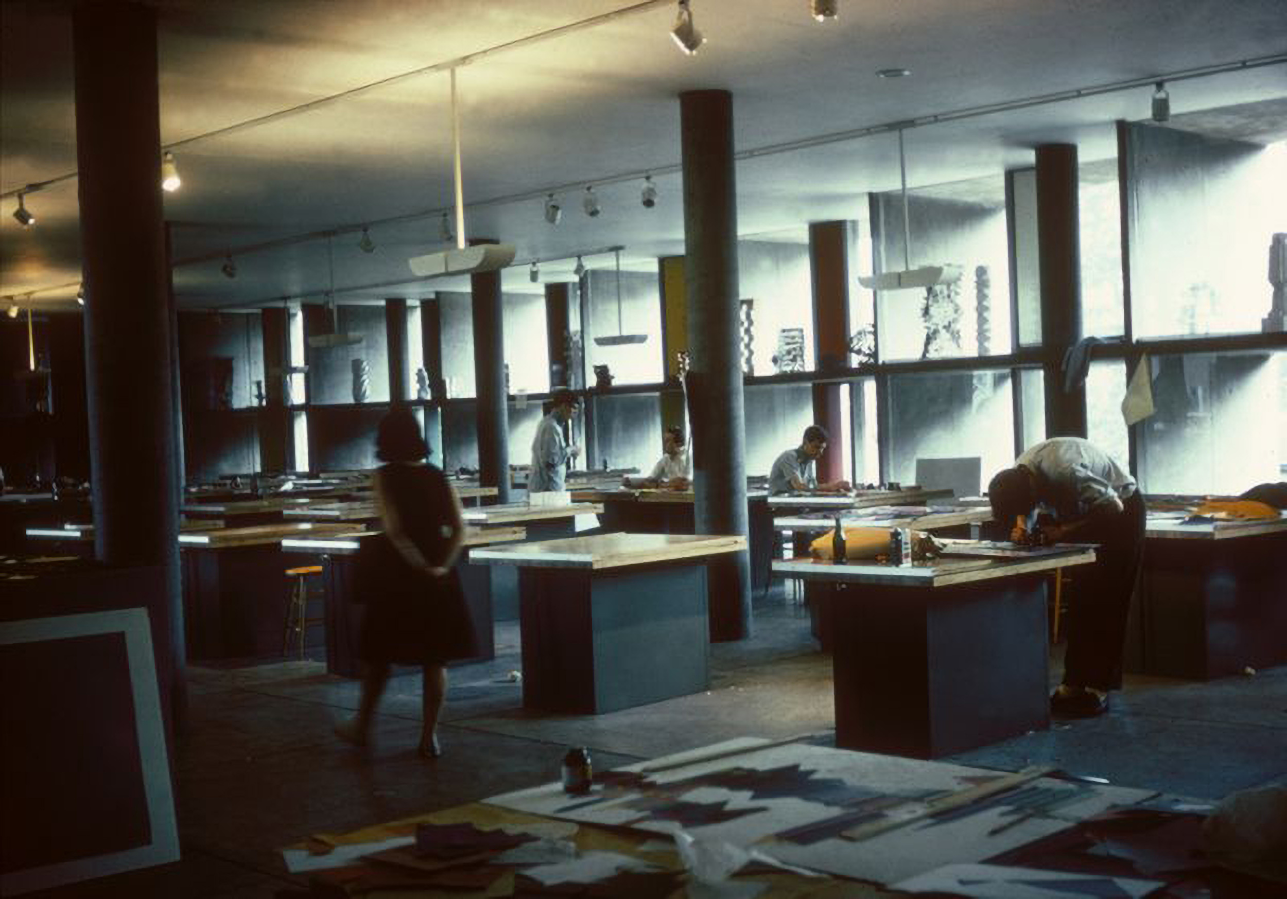 Students working in Carpenter Center circa 1963.