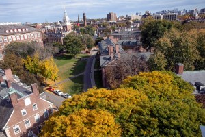 Aerial view of Harvard's campus from Eliot House tower.