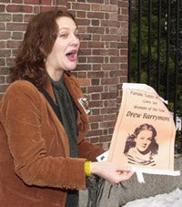 Drew Barrymore with HPT poster