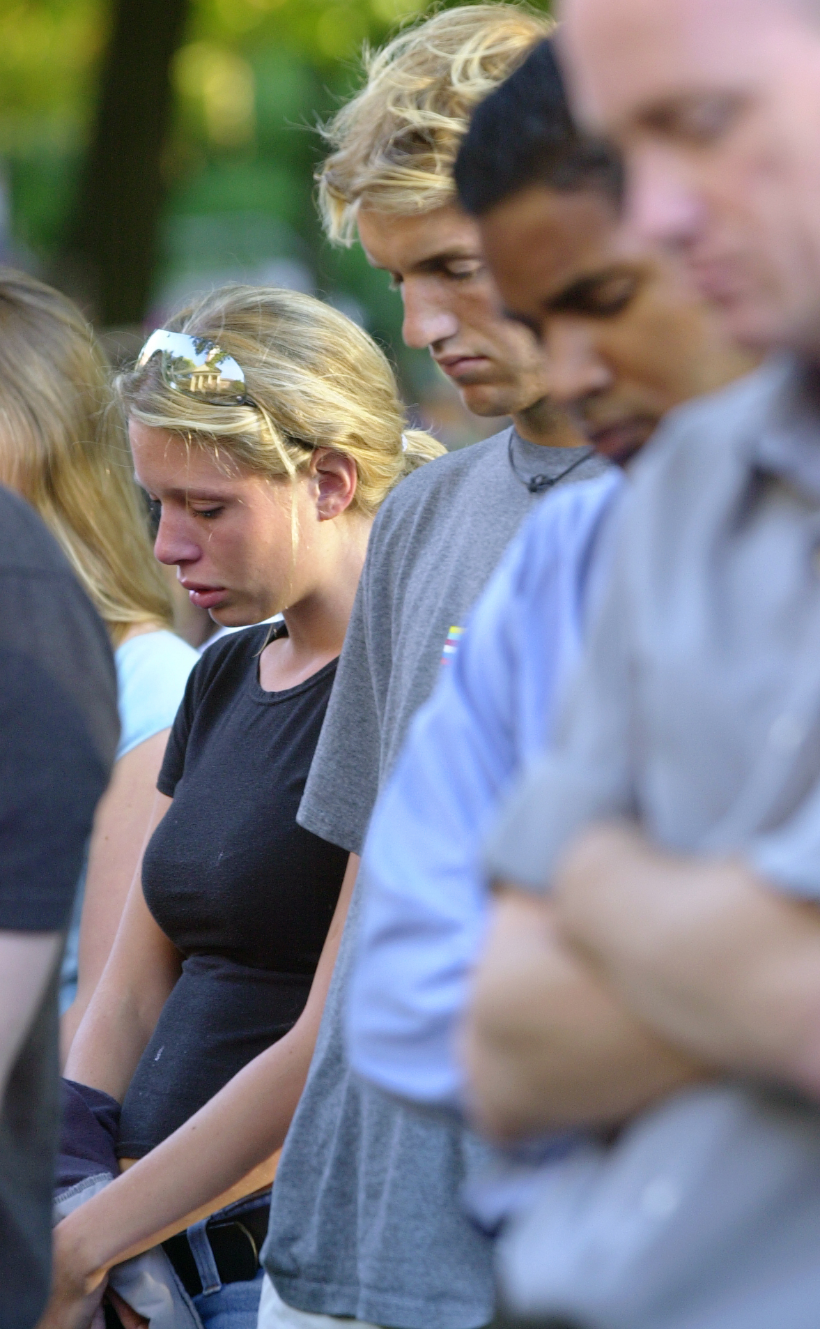 Students standing in a row during the vigil