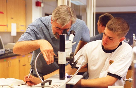 Students examine insects