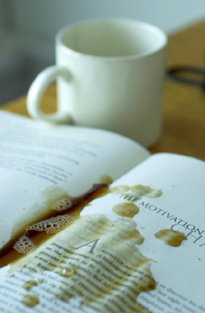 Coffee-stained book