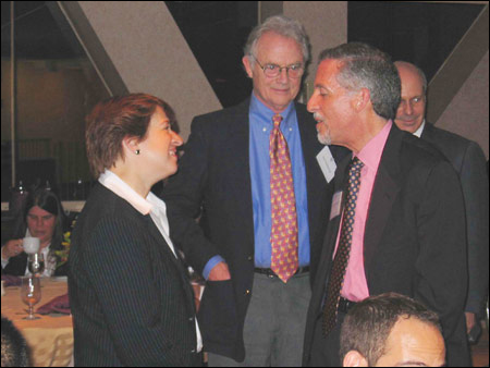 HLS Dean Elena Kagan, Jack Wofford LL.B. '62, Hon. Michael Sondberg J.D.