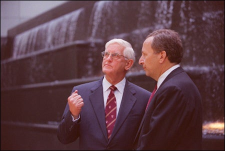 President Lawrence H. Summers (right) and Medical School Dean Joseph