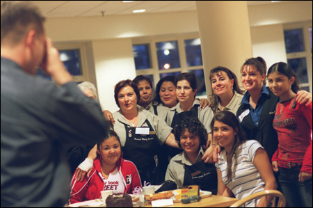 Guerrero with students, daughters &