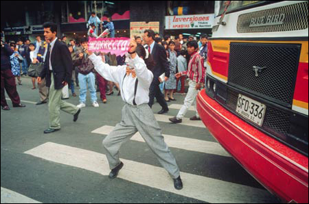 Mime with sign: