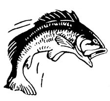 line drawing of leaping fish