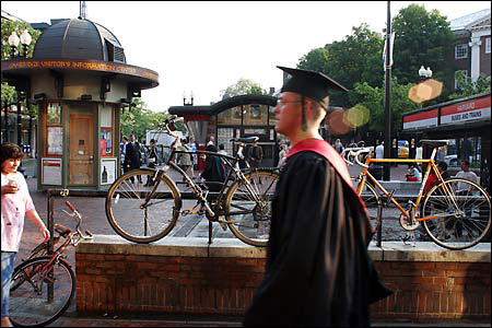 Harvard Square with bikes,