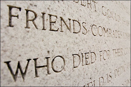 closeup of monument lettering