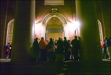 participants outside church
