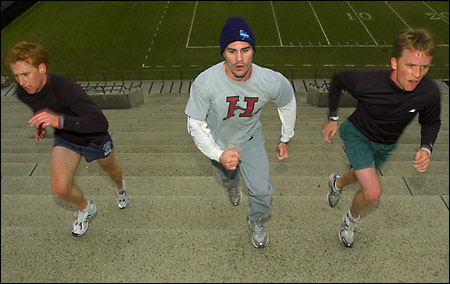 Climbers training on stadium