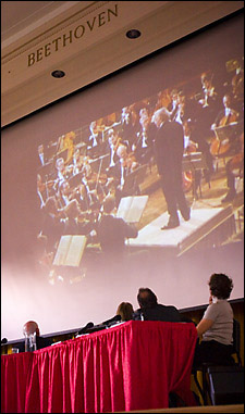 Bernstein family members watch the conductor on