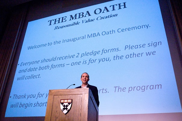 Max Anderson, HBS/HKS ’09, is a George Leadership Fellow and a key organizer of the ‘MBA Oath.’ 