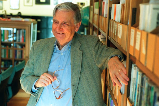 E.O. Wilson (pictured) will share the stage with James D. Watson on Sept. 9. 'Looking Back, Looking Forward: A Conversation with James D. Watson and Edward O. Wilson' is being presented by the Harvard Museum of Natural History.