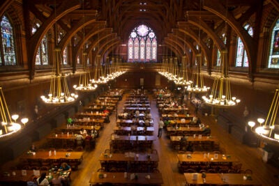 Named in memory of Roger Annenberg '62 and inspired by the great halls of Oxford and Cambridge universities, Annenberg Hall is one of the most impressive spaces at Harvard.