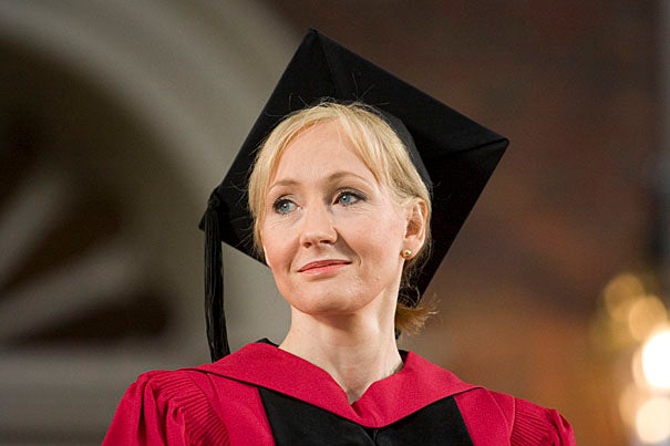 J.K. Rowling acknowledges applause following the awarding of her honorary degree.